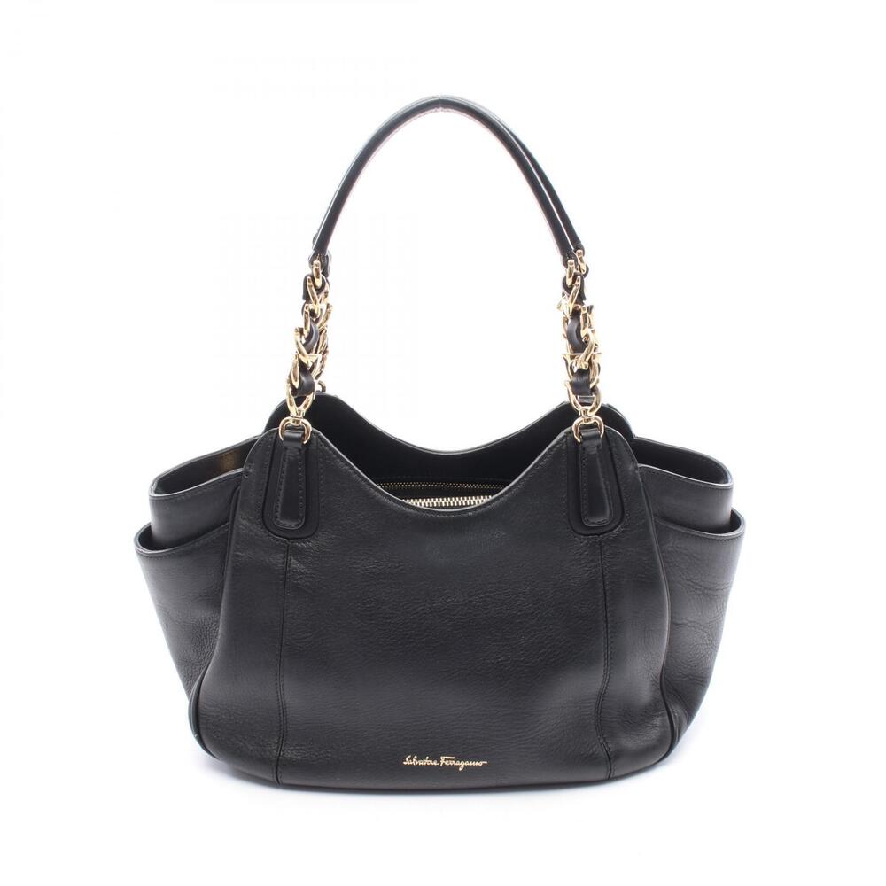 Salvatore Ferragamo Gancini Leather Shoulder Bag Black